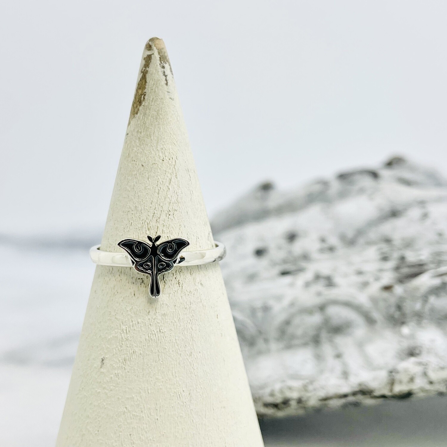 Silver Luna Moth Ring, Size: 6