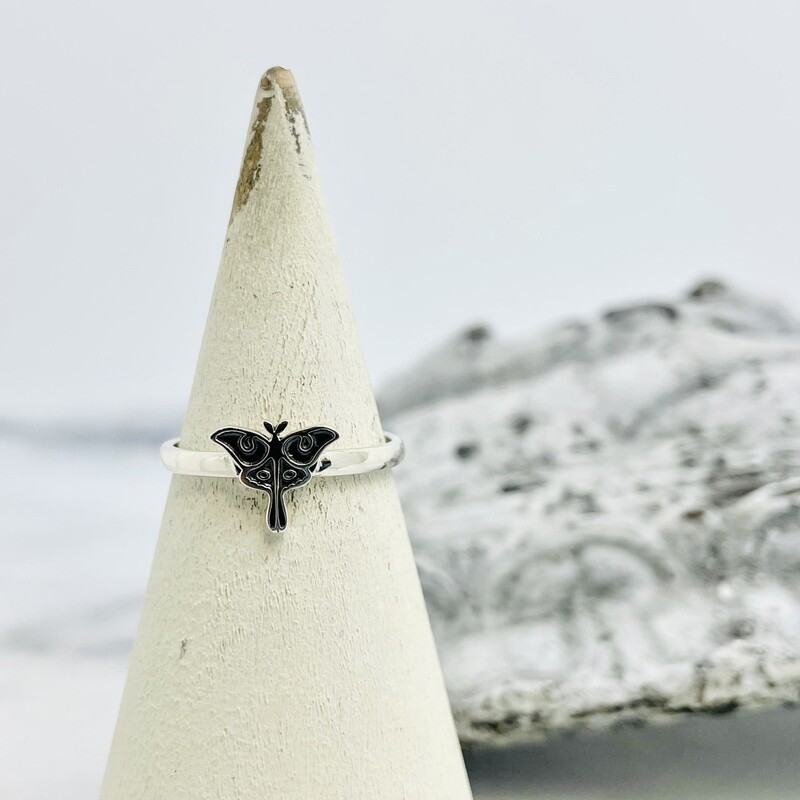 Silver Luna Moth Ring