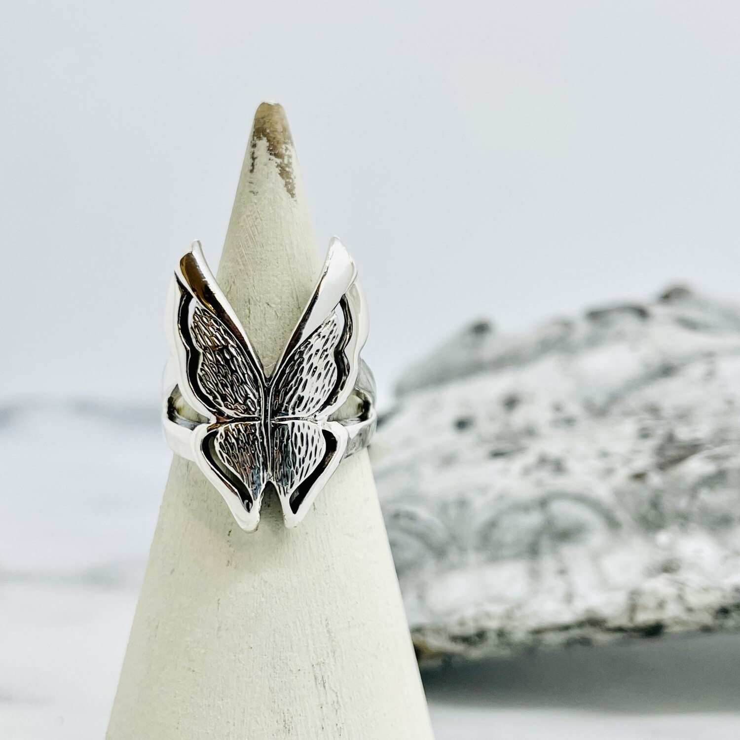 Silver Butterfly Ring, Size: 6