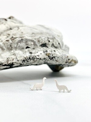 Matte Dinosaur Earrings, Sterling Silver