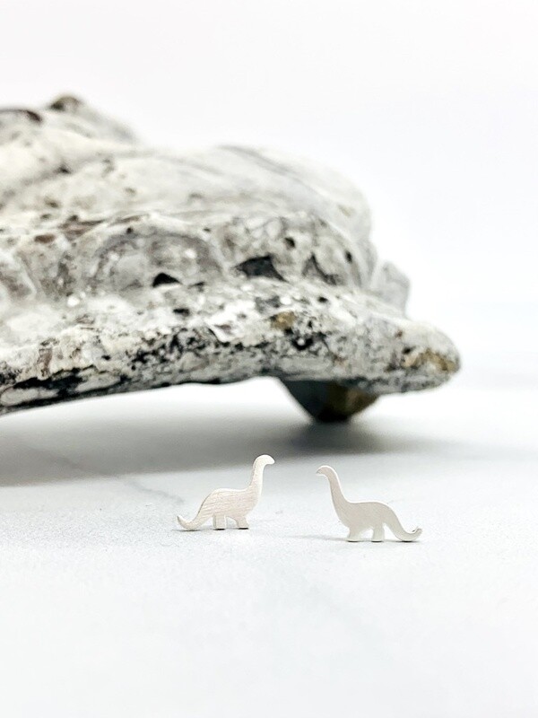 Matte Dinosaur Earrings, Sterling Silver