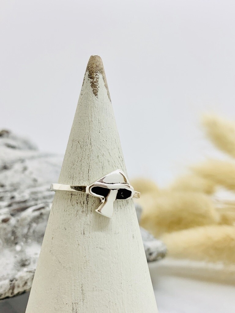 Silver Cute Mushroom Ring, Size: 5