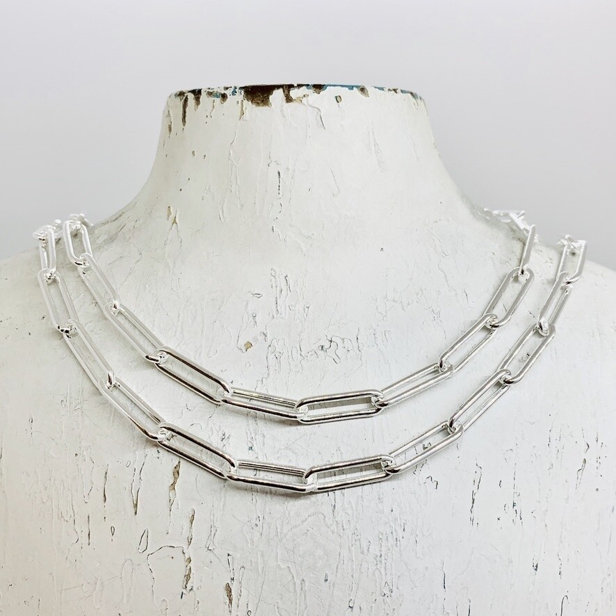 Silver 5.5mm Paper Clip Chain, Length: 16&quot;