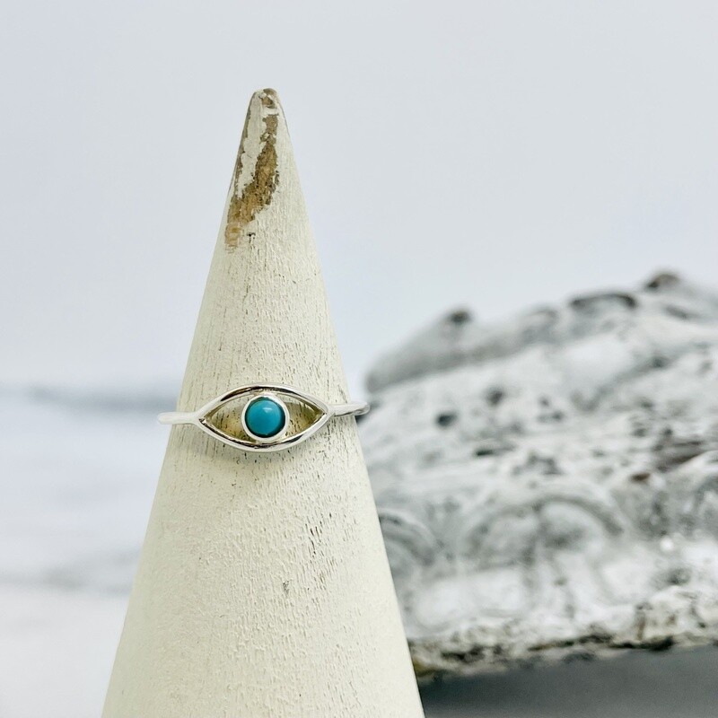 Silver &amp; Turq. Eye Ring