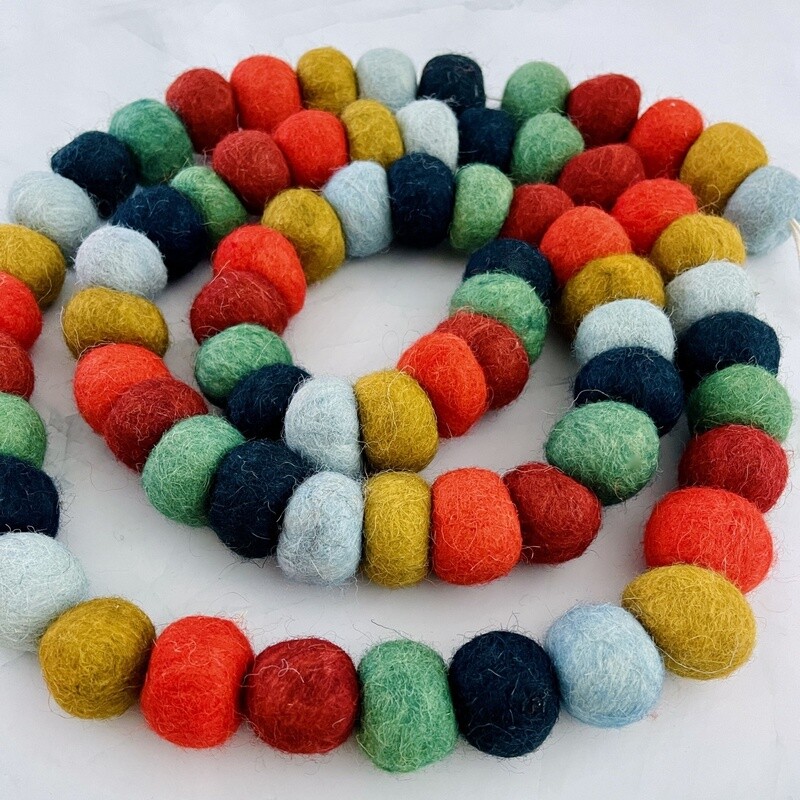Wool Felt Ball Garland 72"L
