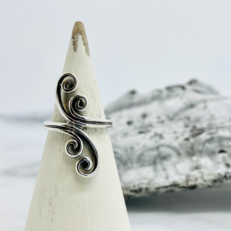 Silver Heavy Double Swirl Ring