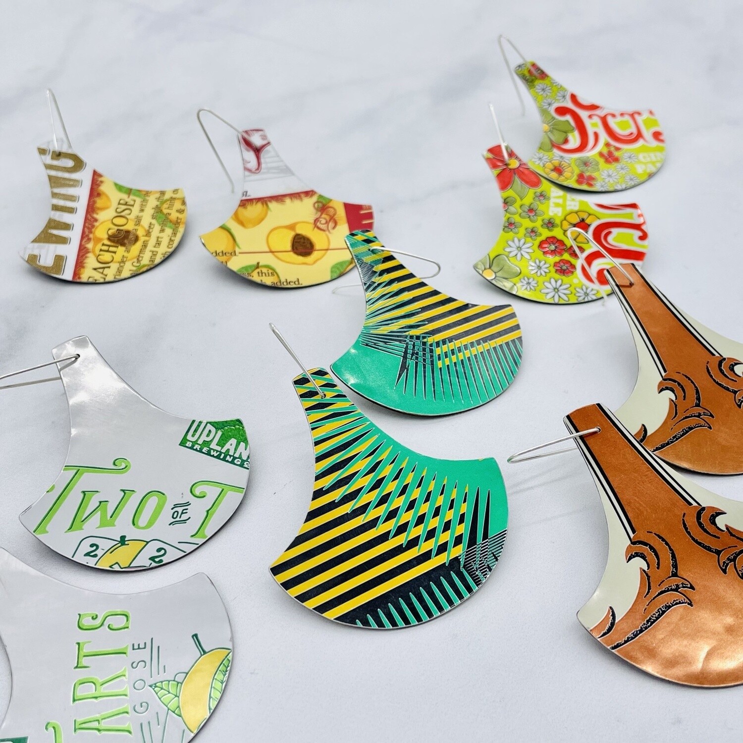 Upcycled Beer Can Earrings, Vega