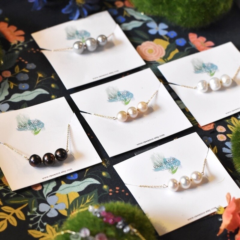 Pearl Trio Necklace, GF