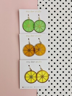 Tiny Deer Citrus Slice GF Hook Earrings