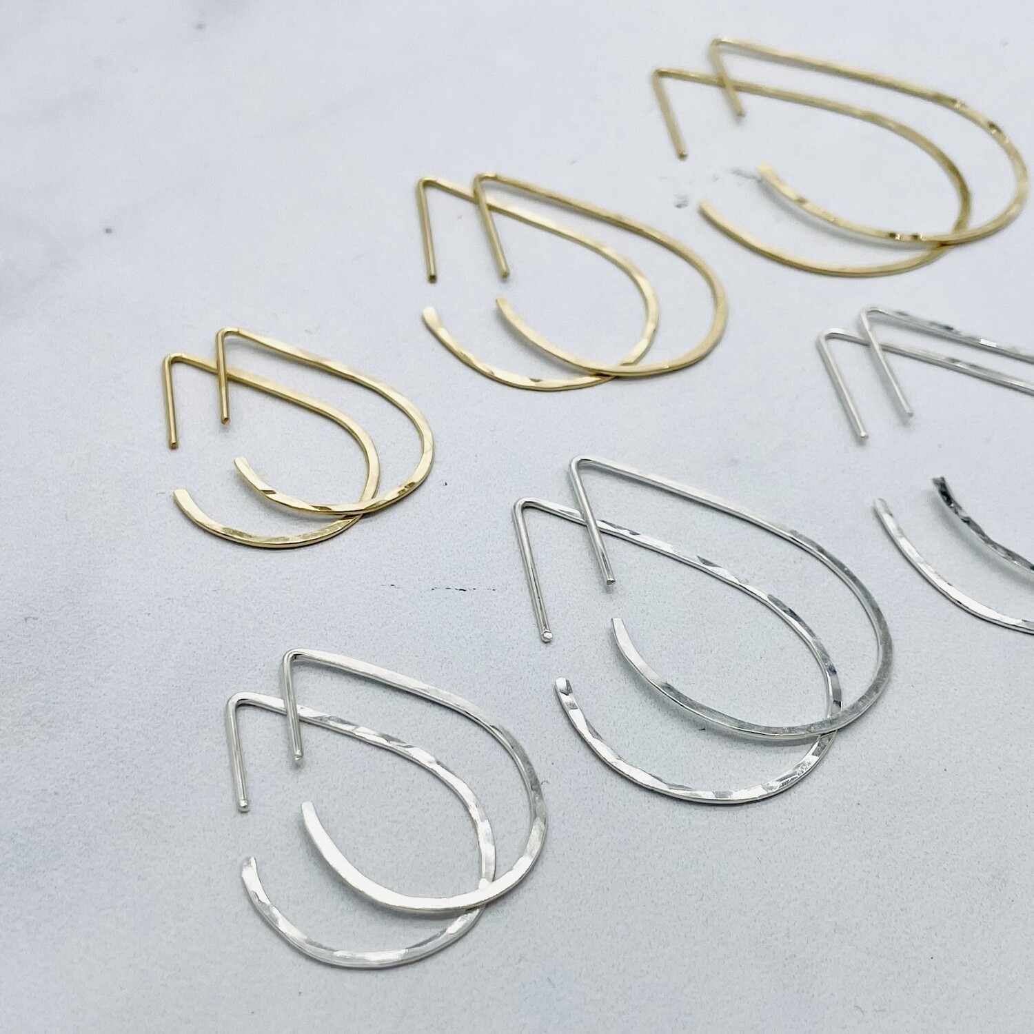 Hammered Teardrop Hoop Earrings