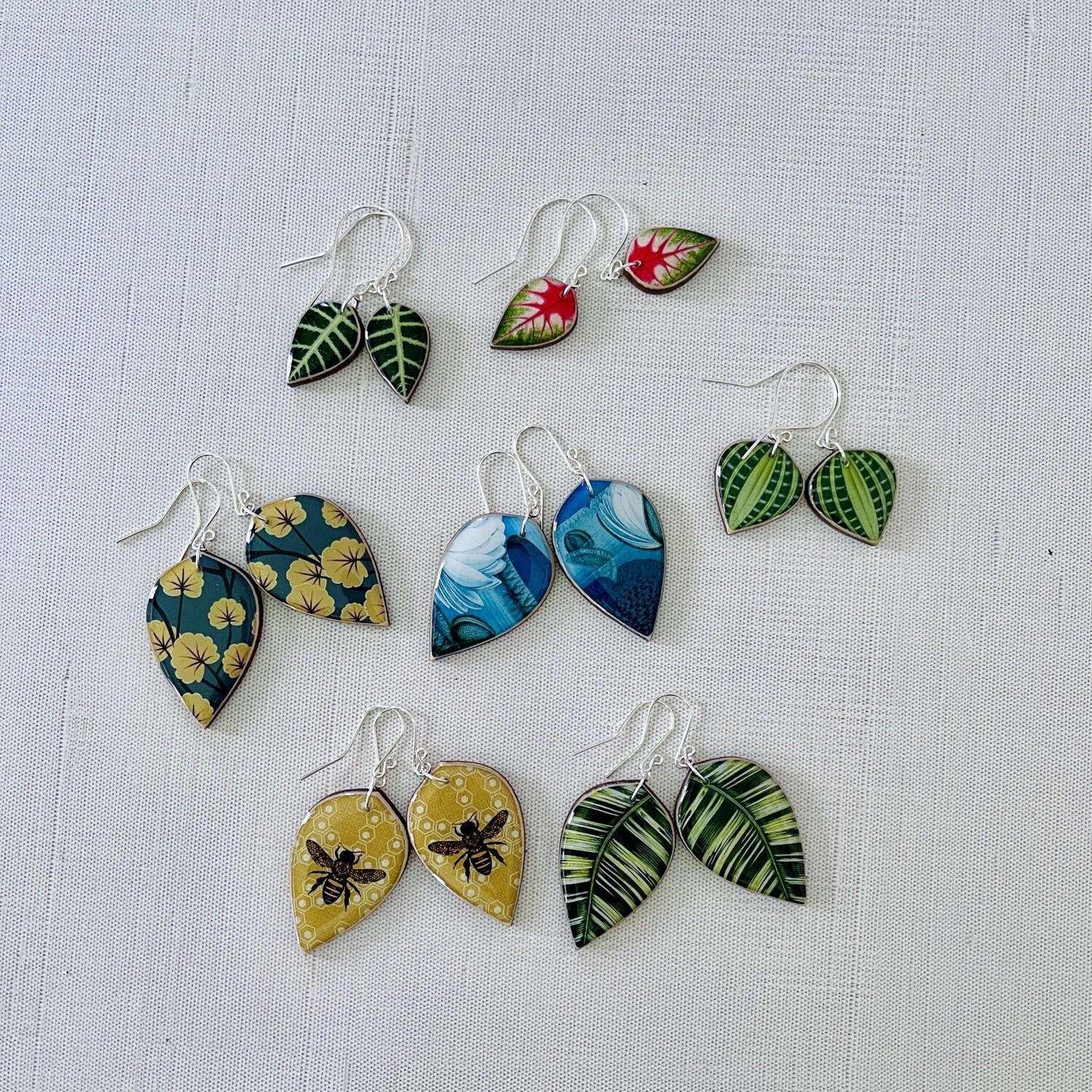 Leaf Paper + Wood Earring