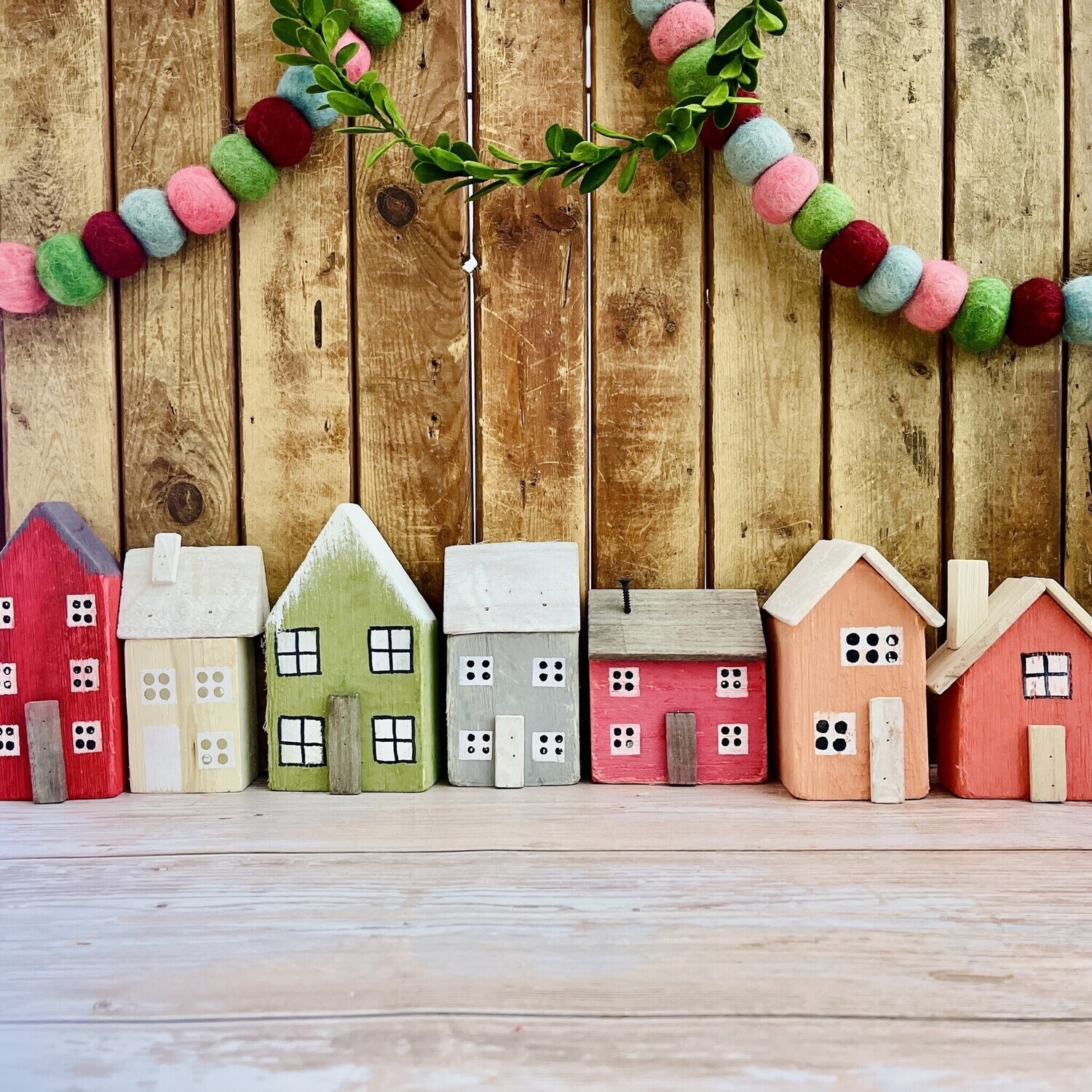 Hand-Painted Paulownia Wood Houses