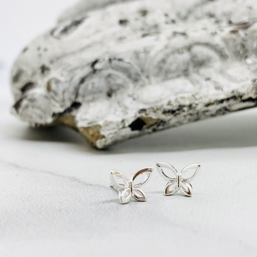 Open Butterfly Stud Earrings, Sterling Silver