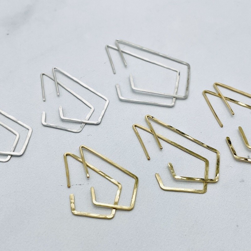 Hammered Kite Hoop Earrings