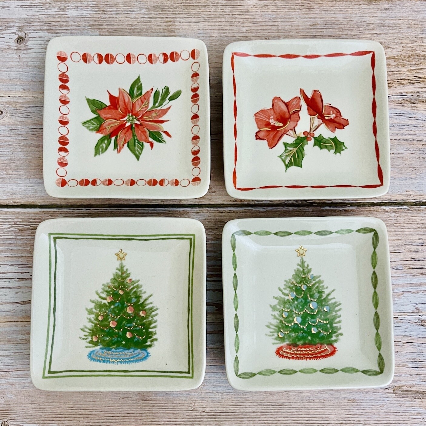 4&quot; Square Stoneware Plate with Christmas Icon