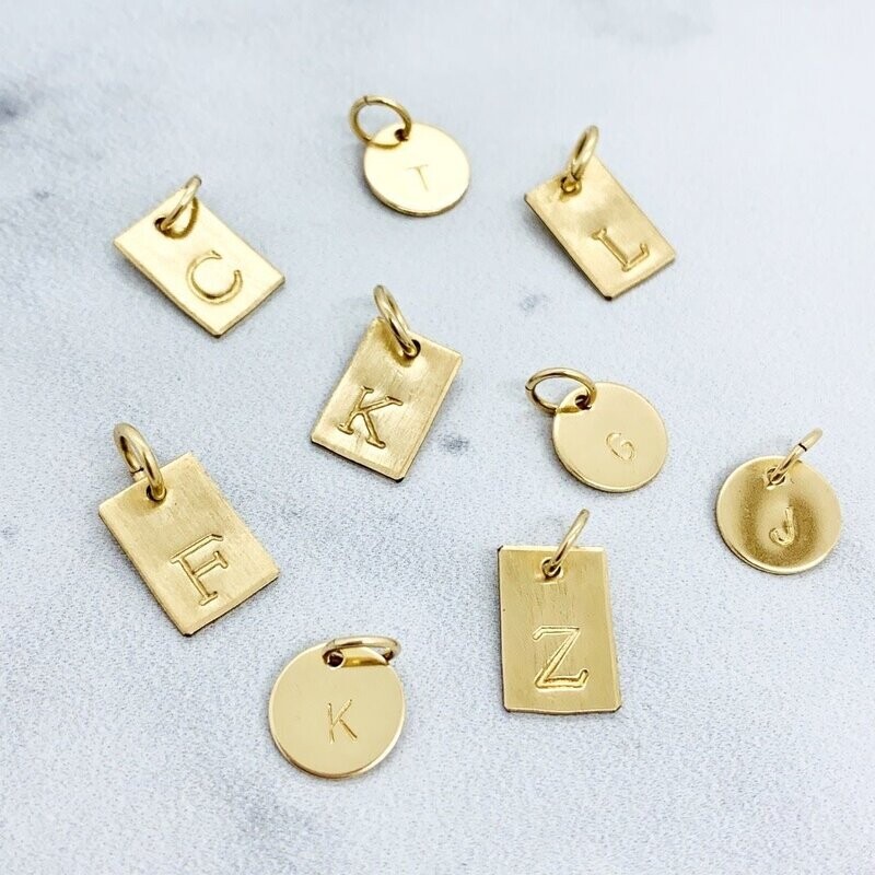 Stamped Initial Charm - Silver, Goldfill &amp; Litho