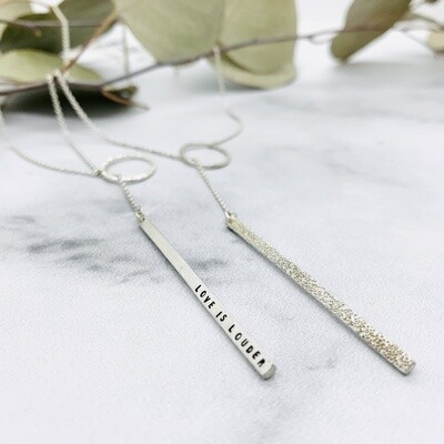 Handmade 26" Diamond Dusted Silver Lariat Necklace