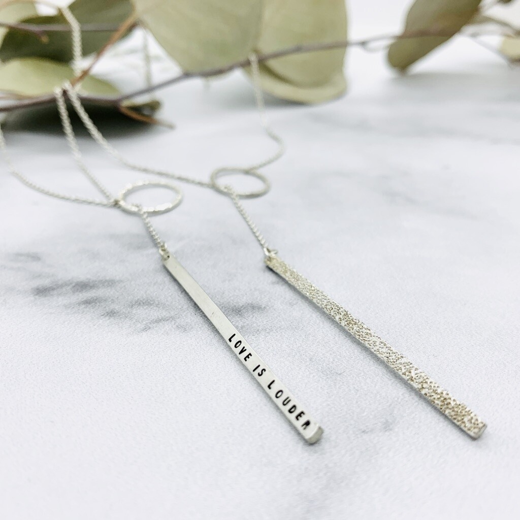 Handmade 26&quot; Diamond Dusted Silver Lariat Necklace