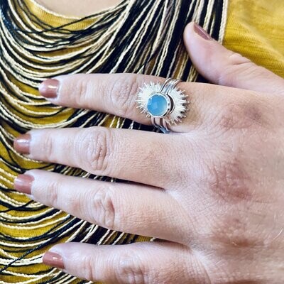 Sterling and Round Stone Stack Ring