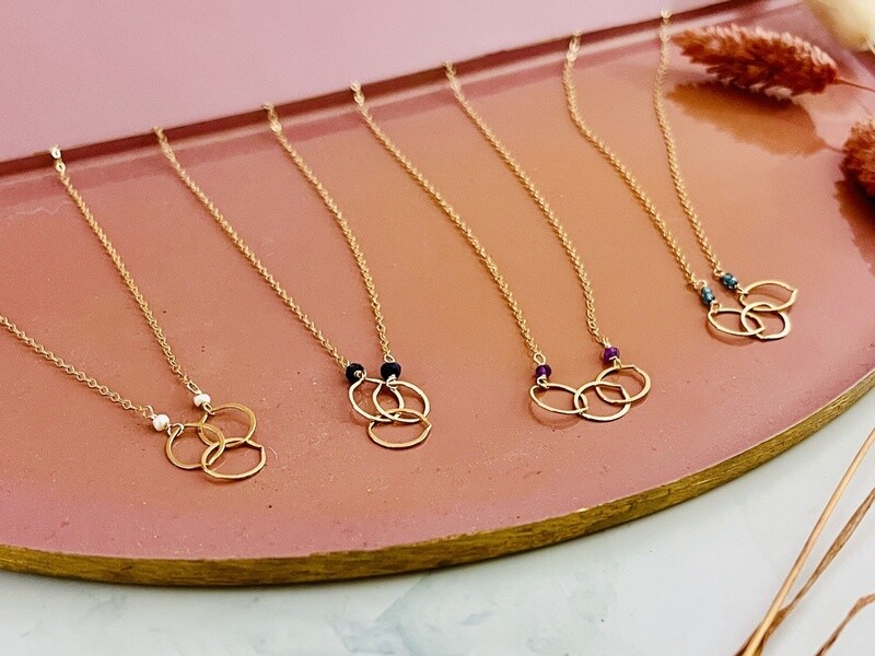 14k GF Circles and Chain Necklace with Tiny Stones