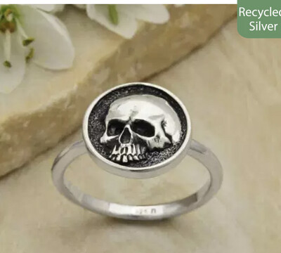 Silver Shadowbox Skull Ring