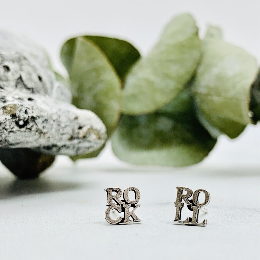 ROCK &amp; ROLL Stud Earrings, Sterling Silver