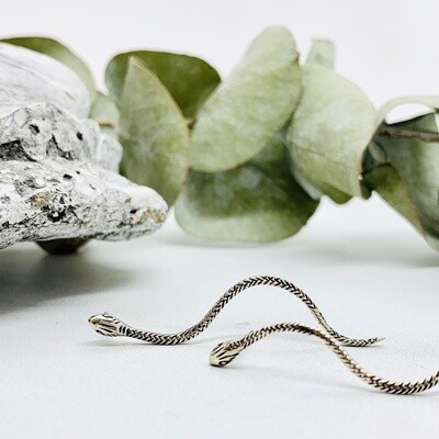 Sterling Silver Long Snake Earrings
