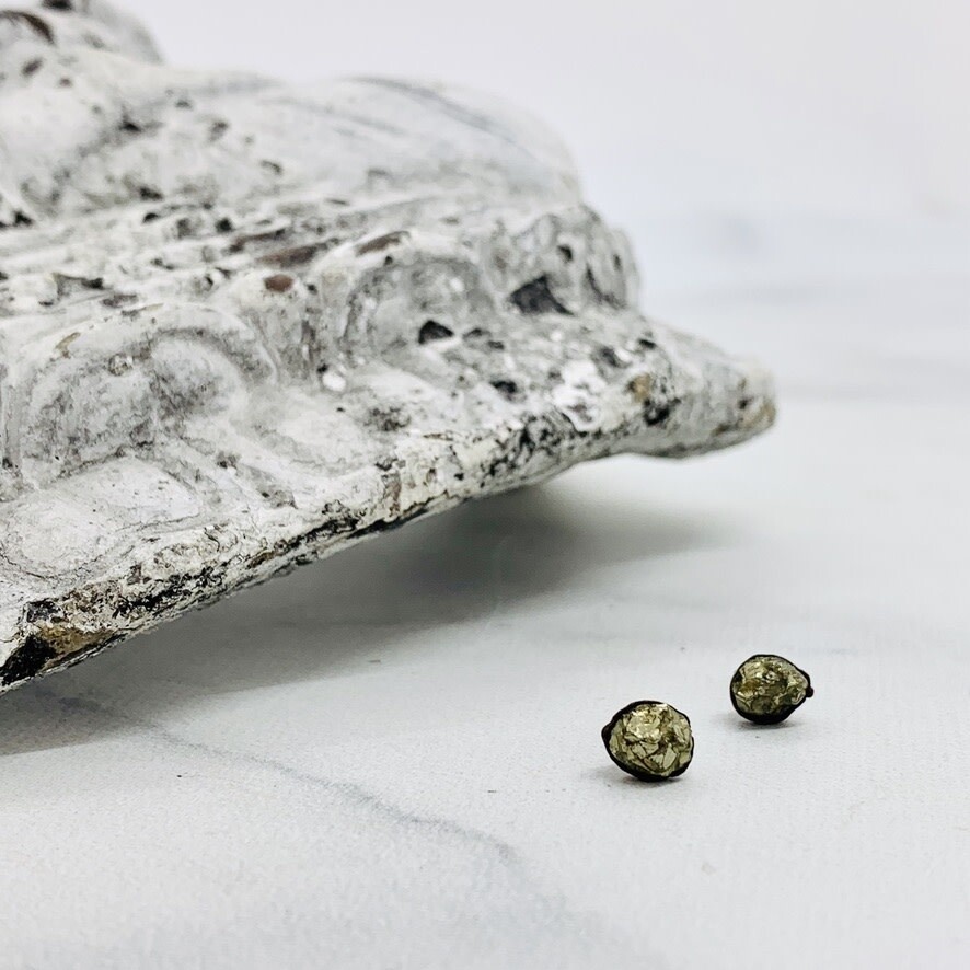 Raw Pyrite Stud Earrings