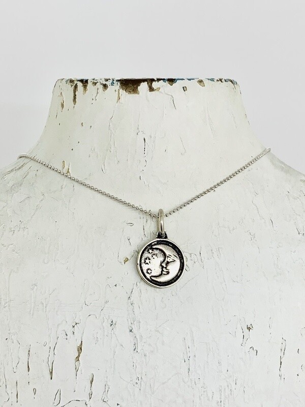 Sterling Silver Reversible Sun &amp; Moon Necklace