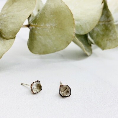 Raw Crystal Quartz / Herkimer Diamond Stud Earrings