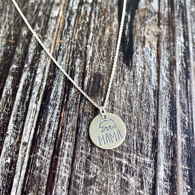 Handstamped Mama Bear Charm Necklace