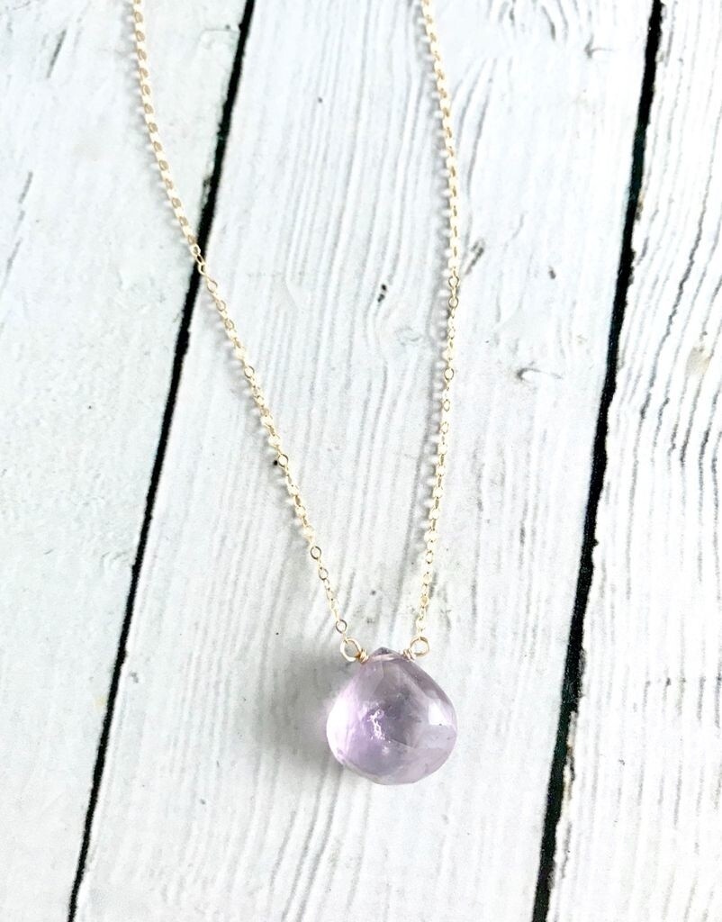 Handmade 14k Goldfill Necklace with Large Amethyst Drop