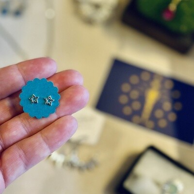 Star Outline Stud Earrings, Sterling Silver