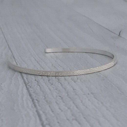 Handmade Diamond Dusted | medium sterling silver narrow cuff