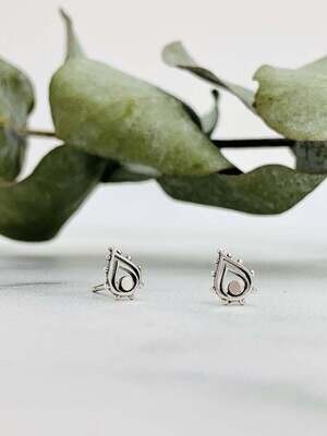 Fancy Teardrop Stud Earrings, Sterling Silver