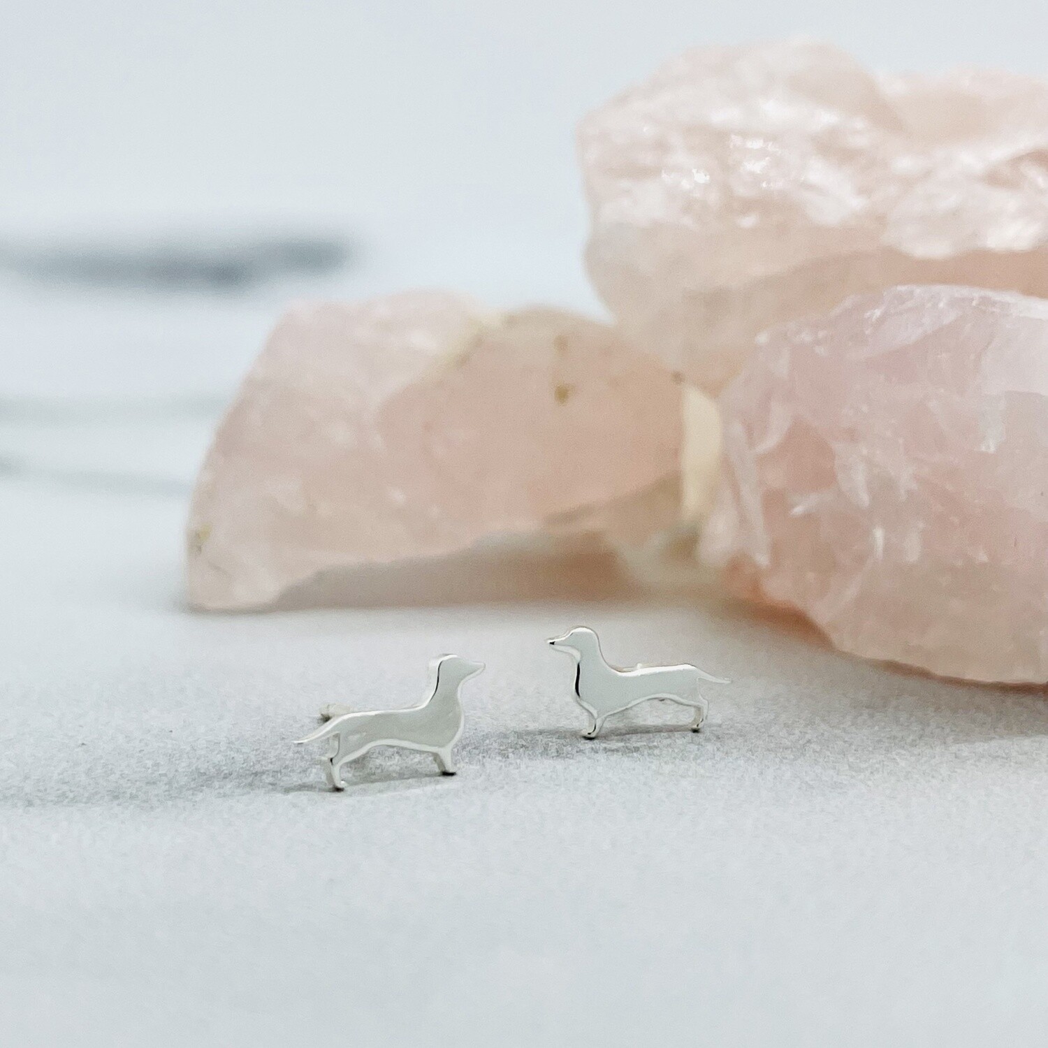 Dachsund Stud Earrings, Silver