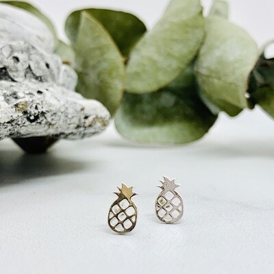 Pineapple Stud Earrings, Sterling Silver