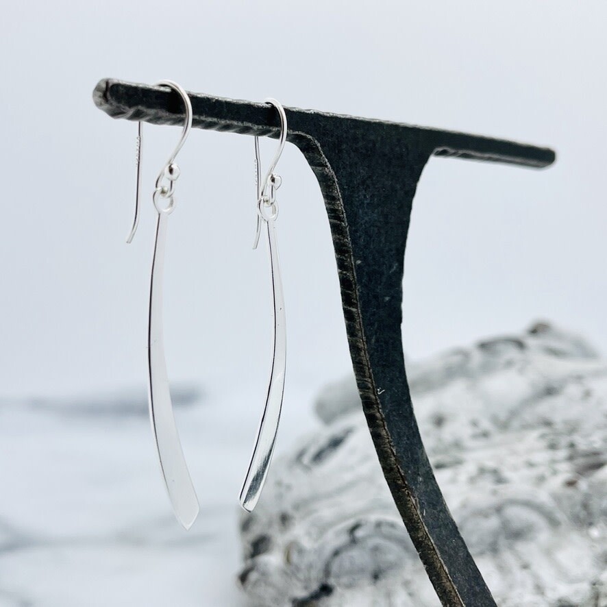 Sterling Silver Curved Stick Earrings