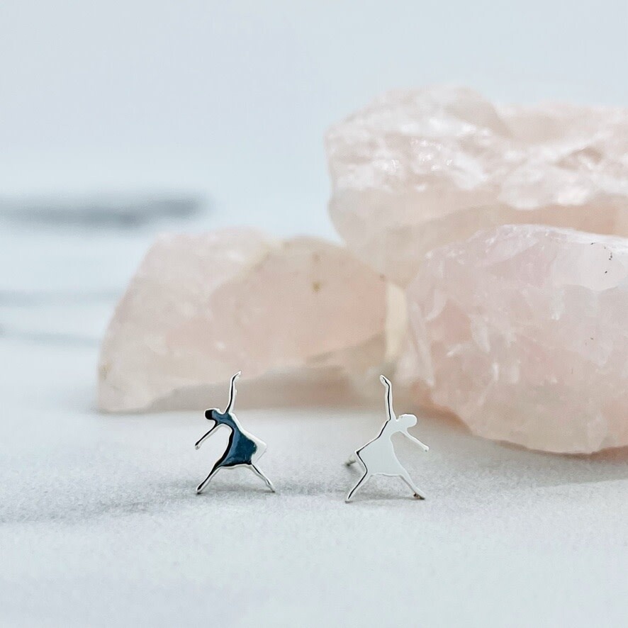 Ballerina Stud Earrings, Sterling Silver