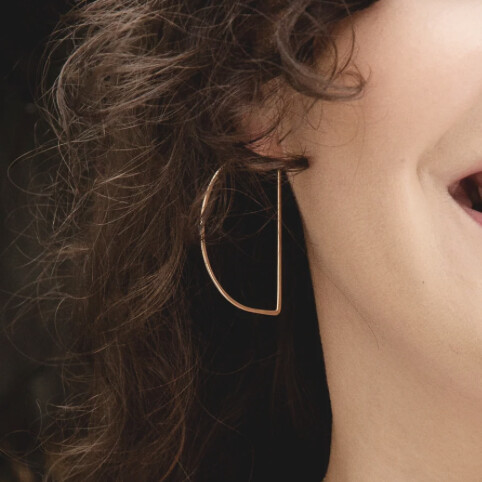 Gold Filled Large Half Moon Minimal Hoop Earrings
