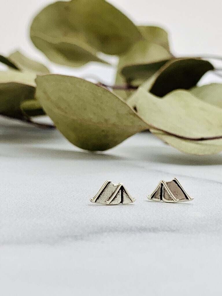 Tent Stud Earrings, Sterling Silver