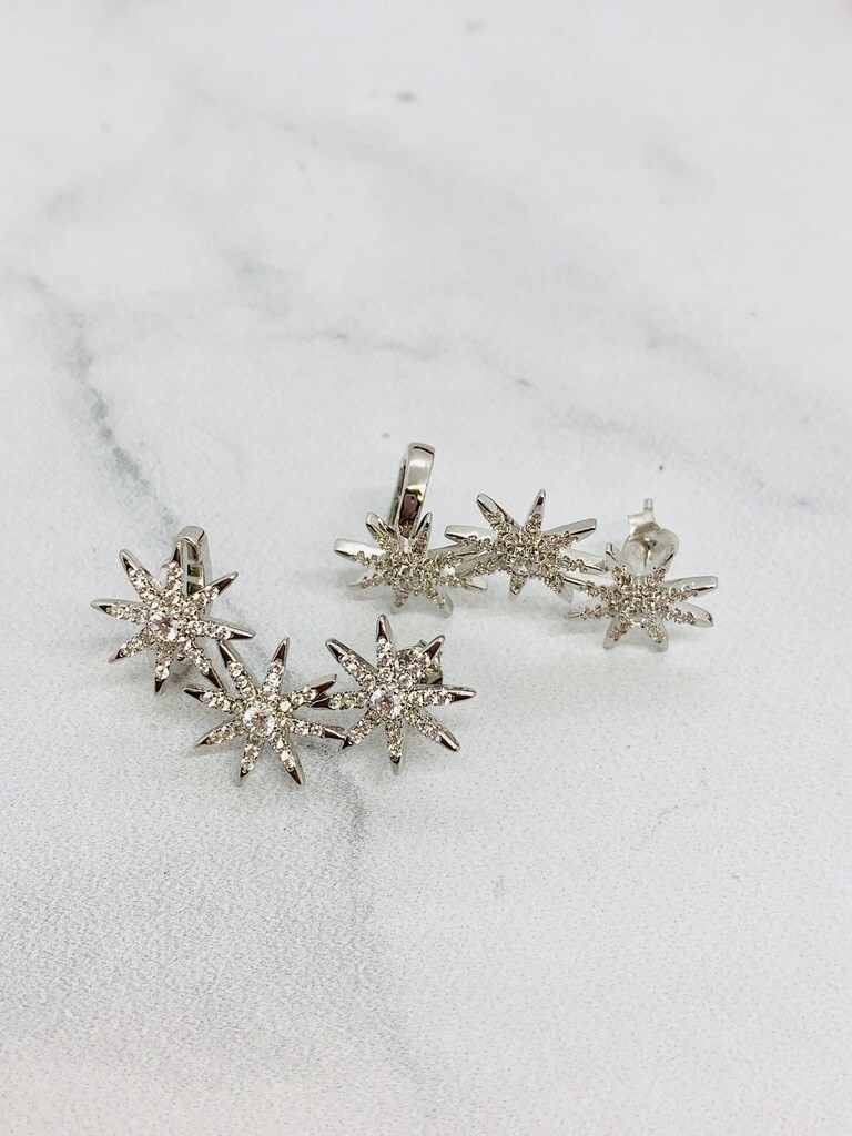 CONSTELLATION ear crawlers in sterling silver with cz