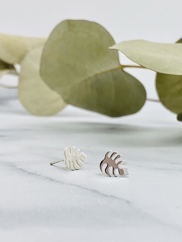 Monstera Plant Stud Earrings