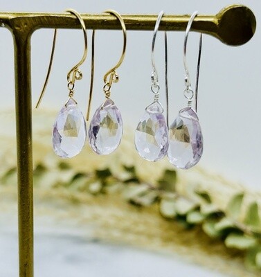 Locally Handmade Gemstone Drop Earrings 14k Goldfill Amethyst