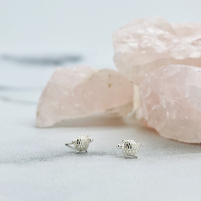 Tiny Turtle Stud Earrings, Sterling Silver