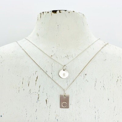 Silver Sterling Single Initial Necklace