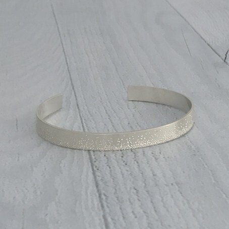 Handmade Diamond Dusted | medium sterling silver grand cuff