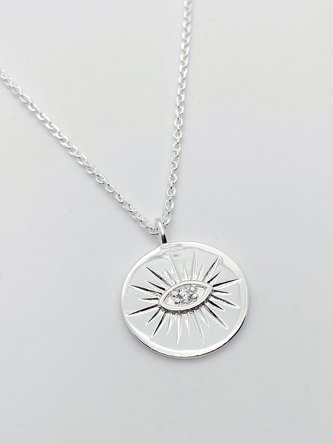 Silver Medallion with Eye Necklace