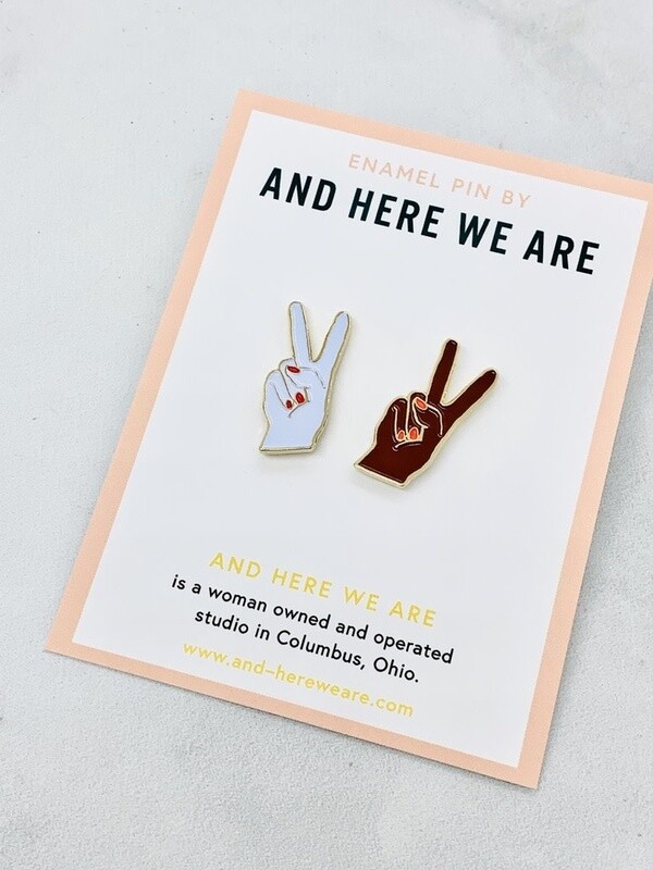 Peace Hands Enamel Pin Set of 2