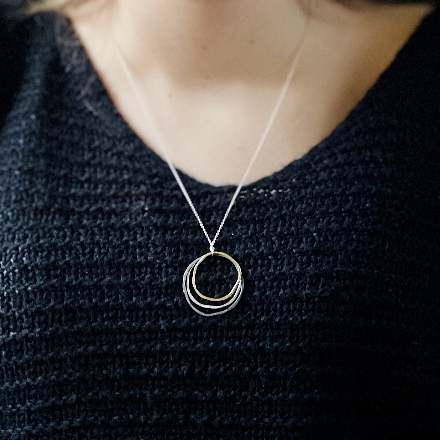 Mixed Metal Trio Caldera Necklace, 24&quot;